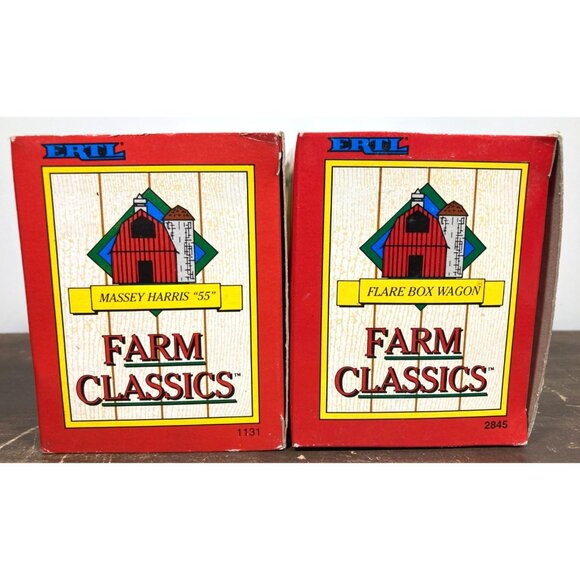 Ertl Farm Classics Massey-Harris 55 Tractor & Flare Box Wagon Diecast 1/43 Lot - Picture 6 of 8
